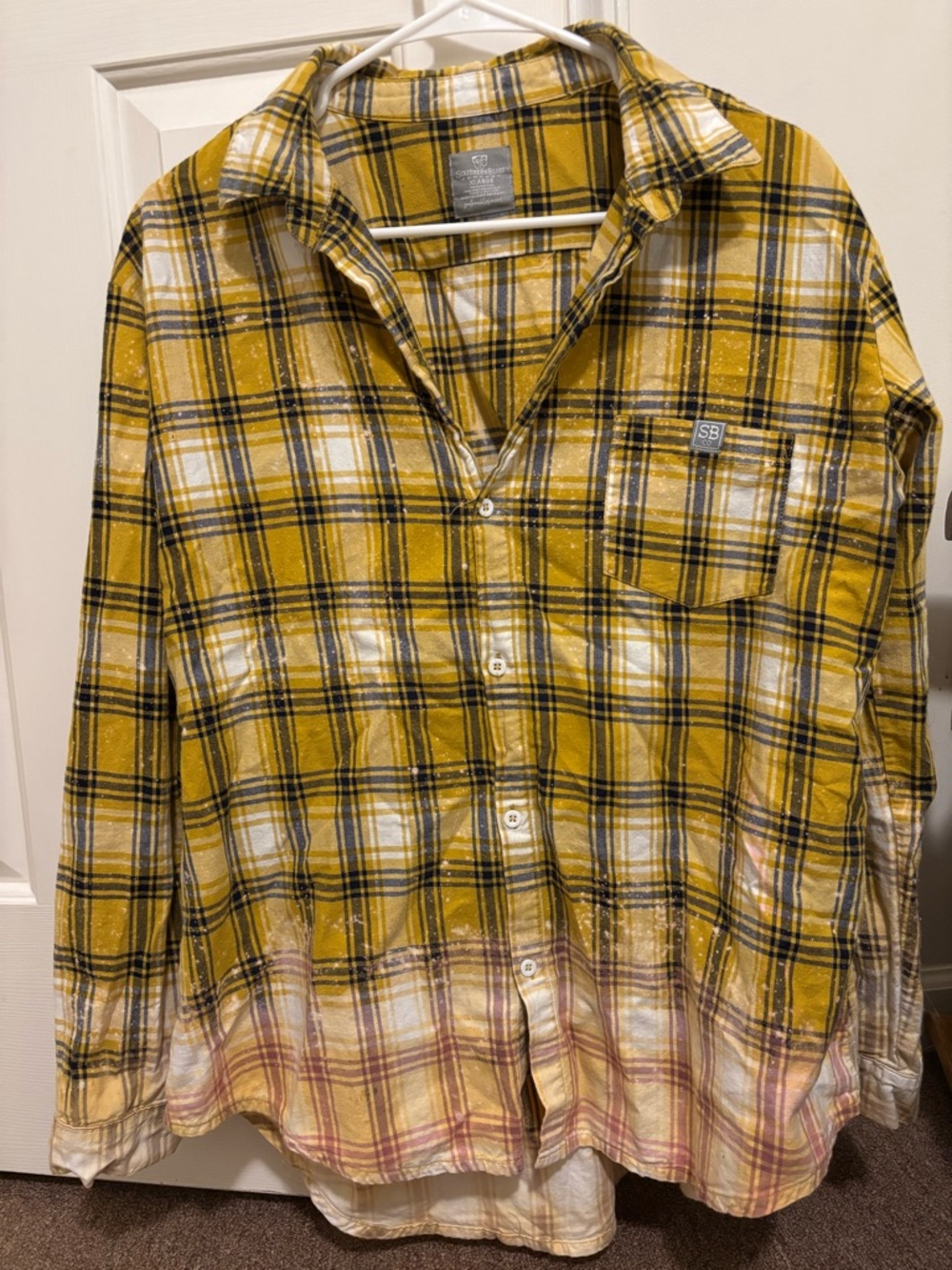 Distressed Yellow Plaid Flannel